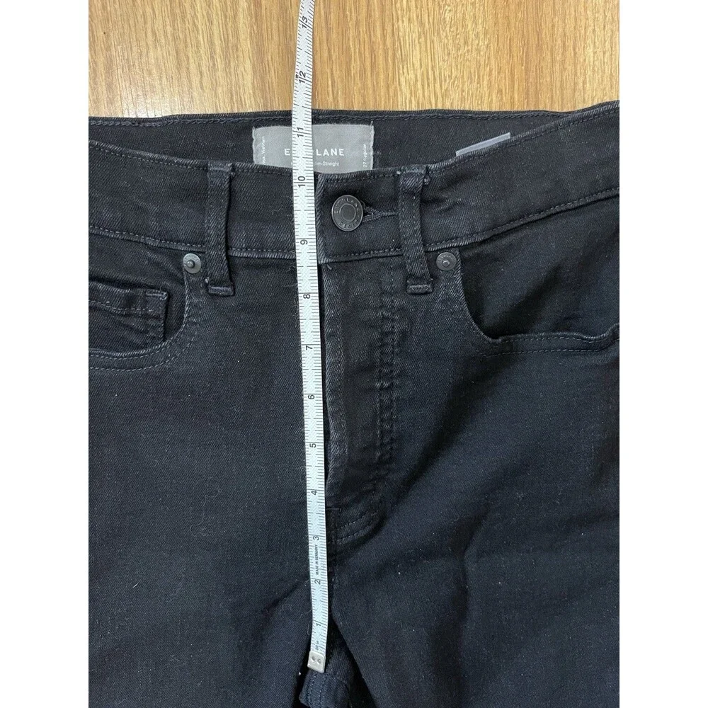 Everlane Black High Rise Slim Straight Raw Hem Jeans Size 27